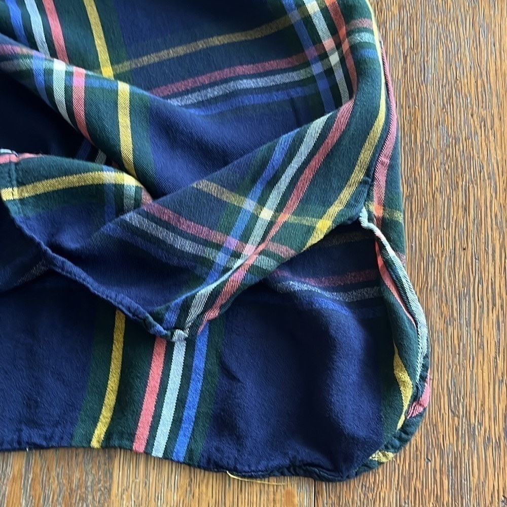 Old Navy Shirt Dress Size XL Pleaded Front Long Sleeves Button Front Navy Plaid - Picture 10 of 14